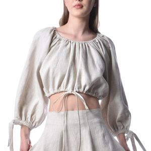 Eliza Faulkner off the shoulder linen poet top, size medium